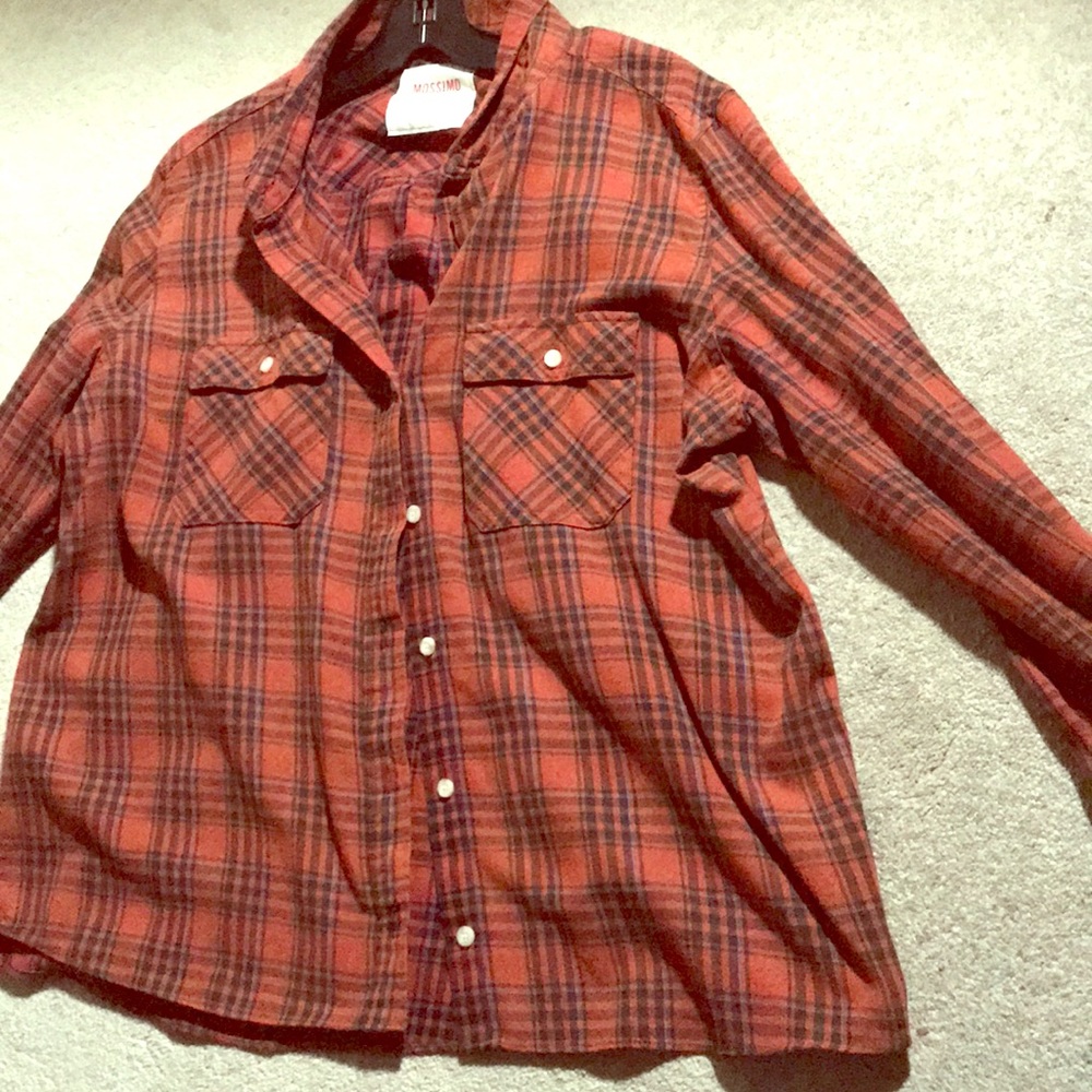 Mossimo black and orange button up shirt